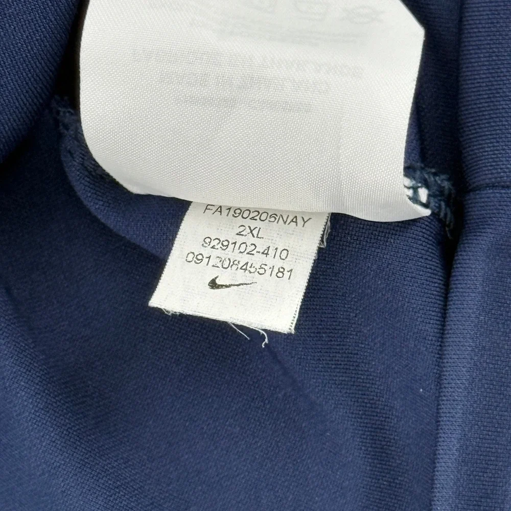 Nike Dri-FIT Polo Shirt Men XXL Navy Blue Striped SS Golf Top embroidered Swoosh